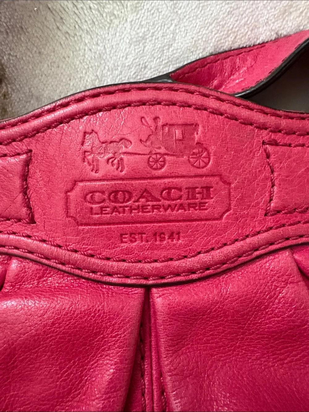 Coach Bright Pink Leather Shoulder Bag with Silver-Tone Turnlock